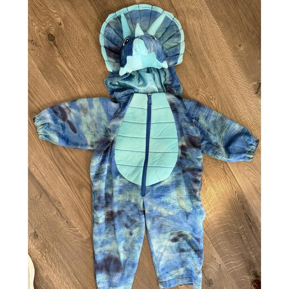 Kids Dinosaur Jumpsuit Hooded Costume Blue Plush Outfit 4-6 Years
